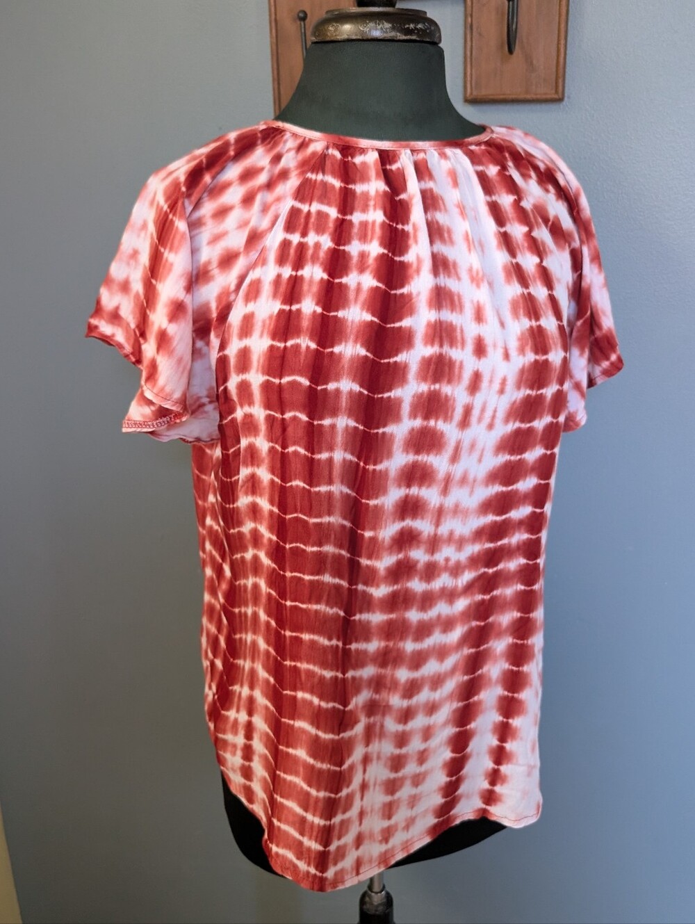 Womens Russet Tie-Dye Short Sleeve Top
